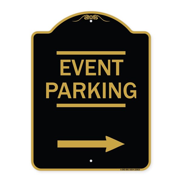 Thanks for Coming Turn Right for Exit Event Parking with Right Arrow, Black & Gold, BG-1824-22823